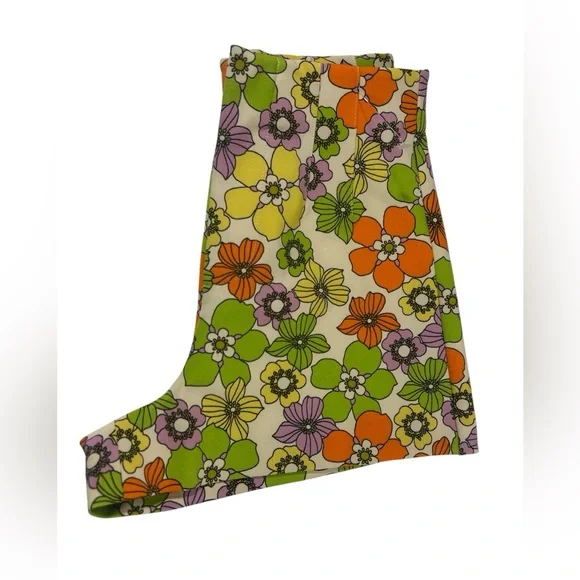 ZARA Retro Mod Floral High Waist Shorts Vibrant 70s Aesthetic XS Rare Find - Picture 6 of 8